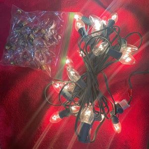 Christmas Vintage String Lights Clear Warm White with Green Wire Incandescent